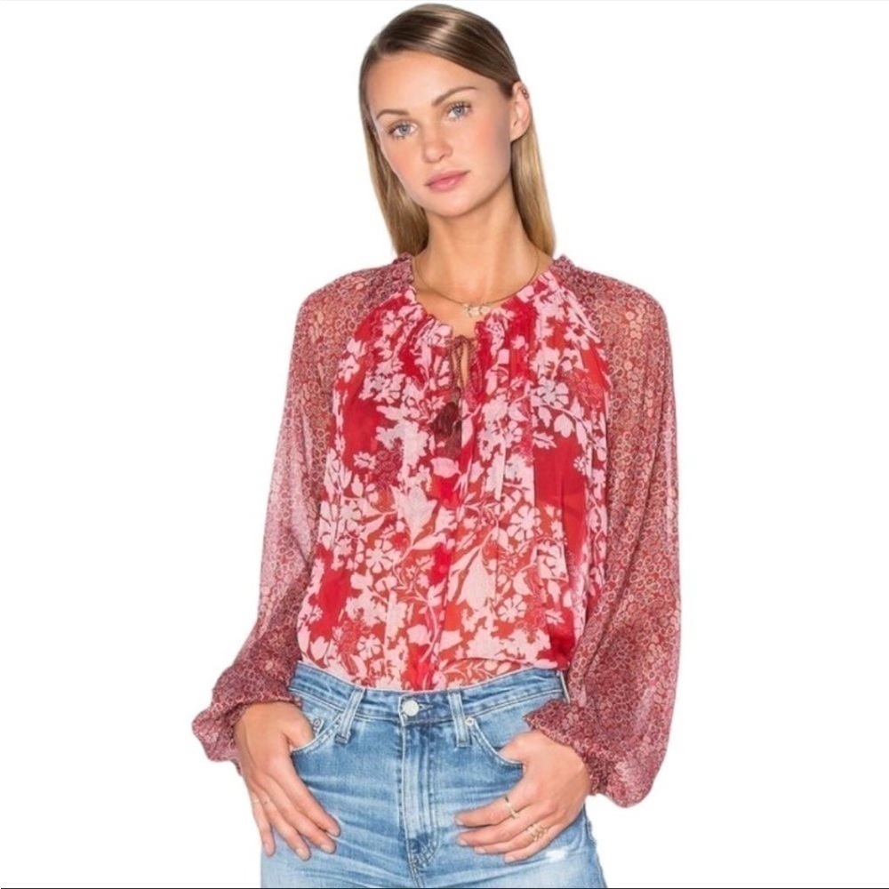 Free People Floral Hendrix Boho Blouse Sz.  S EUC